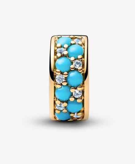 Produktbild Pandora Aquablauer Clip-Charm (Silikon, Metalllegierung vergoldet)