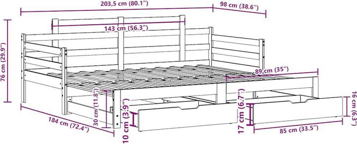 Actual product image vidaXL ausziehbares Tagesbett