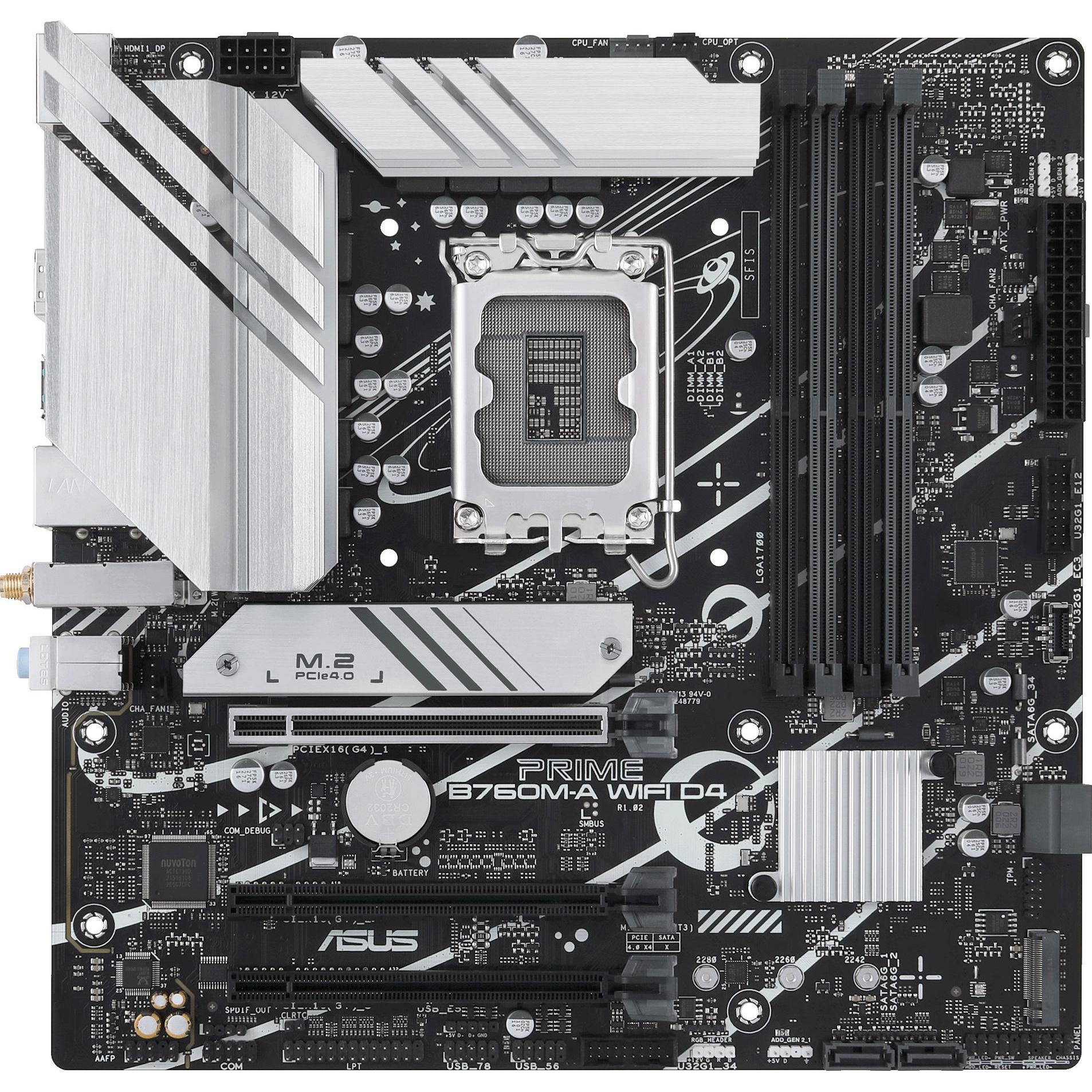 ASUS PRIME B760M-A WIFI D4 (LGA 1700, Intel B760, mATX), Mainboard