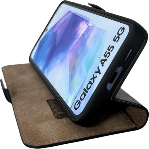 Actual product image Mike Galeli Book cover genuine leather Fabio black (Samsung Galaxy A55)