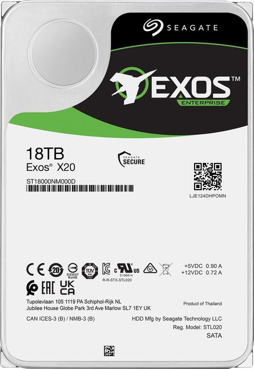 Productafbeelding Seagate Exos X20 SAS (18 TB, 3.5", CMR)