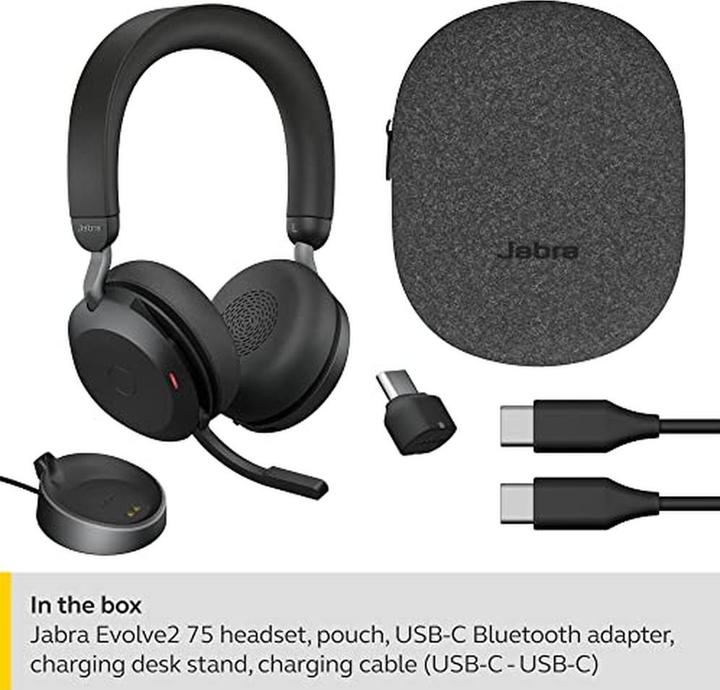 Produktbild Jabra Evolve2 75 MS Stereo + Ladestation (Kabellos, USB-C)