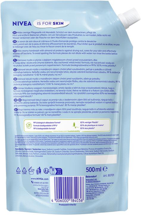 Actual product image NIVEA Pflegeseife Creme Soft Refill Beutel 500 ml (Liquid soap, refill, 500 ml)