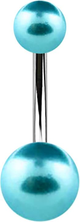 Produktbild Star Piercing Banane silber mit zwei Perlenkugeln aqua (Chirurgenstahl 316L)