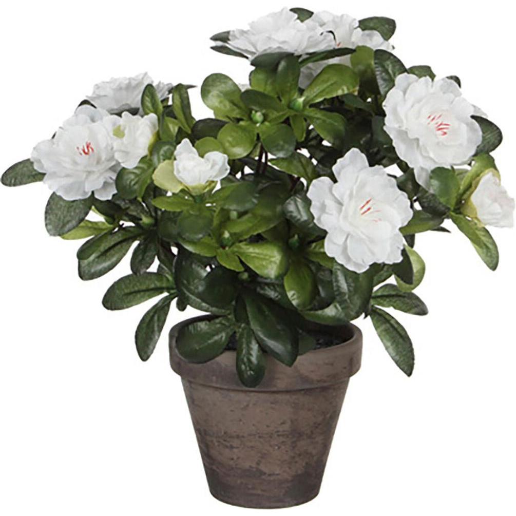 Mica Decorations, Kunstmatige planten, Kunstmatige azalea wit in een pot (27 cm)