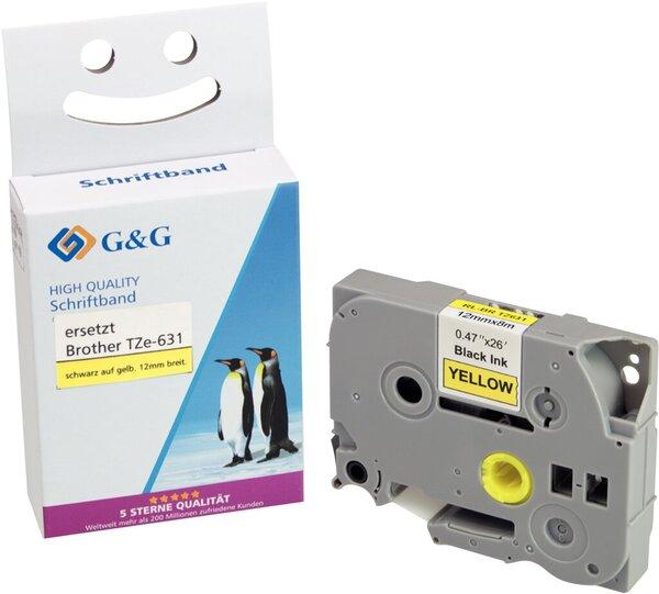 Immagine prodotto Nastro per scrittura 14957 Compatibile con la sostituzione del nastro Brother TZe-631 Colore (1.20 cm, Giallo)