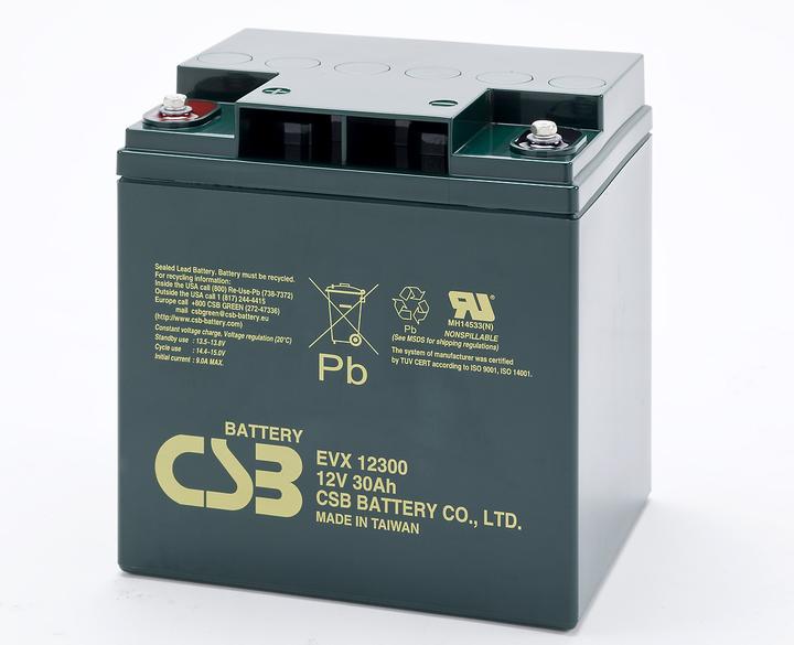 Produktbild CSB EVX12300 12 Volt AGM Bleiakku 30Ah, 166x125x175mm M5 Innengewinde Zyklenfest + Standby (12 V, 30 Ah)