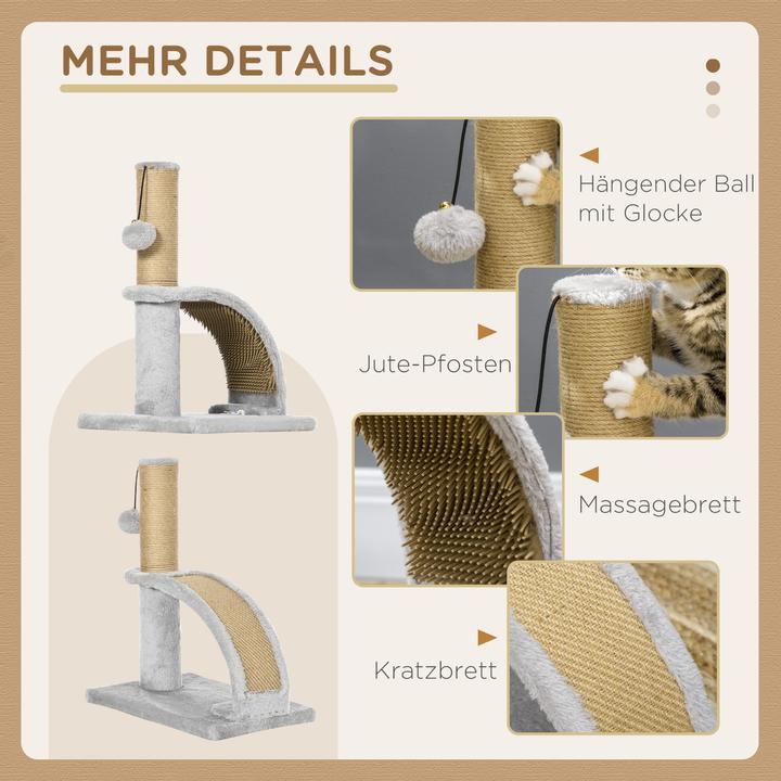 Produktbild PawHut Kratzbaum Spanplatte, Polyester Grau (43 cm, Grau)