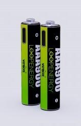 Actual product image Verico LoopEnergy Li-Ion battery AAA900, USB-C, 2-pack retail (2 pcs., AAA, 600 mAh)