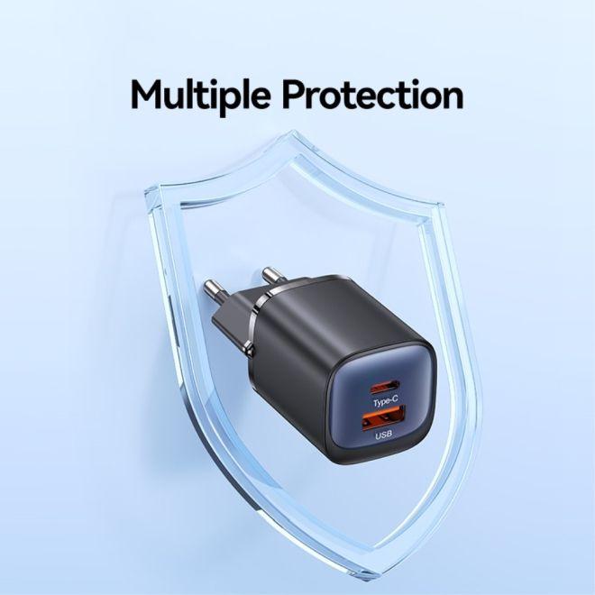 Actual product image Usams Ład. siec. CC254 30W GaN USB-C/USB-A Fast Charging HC Series czarny/black CC254TC01 (30 W)