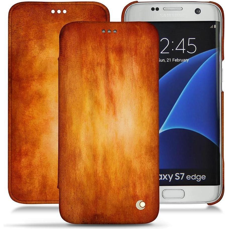 Noreve Lederschutzhülle horizontal (Samsung Galaxy S7 Edge), Smartphone Hülle, Orange
