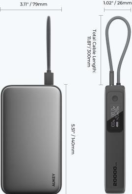 Actual product image Aukey Spark Sling (20000 mAh, 100 W, 74 Wh)