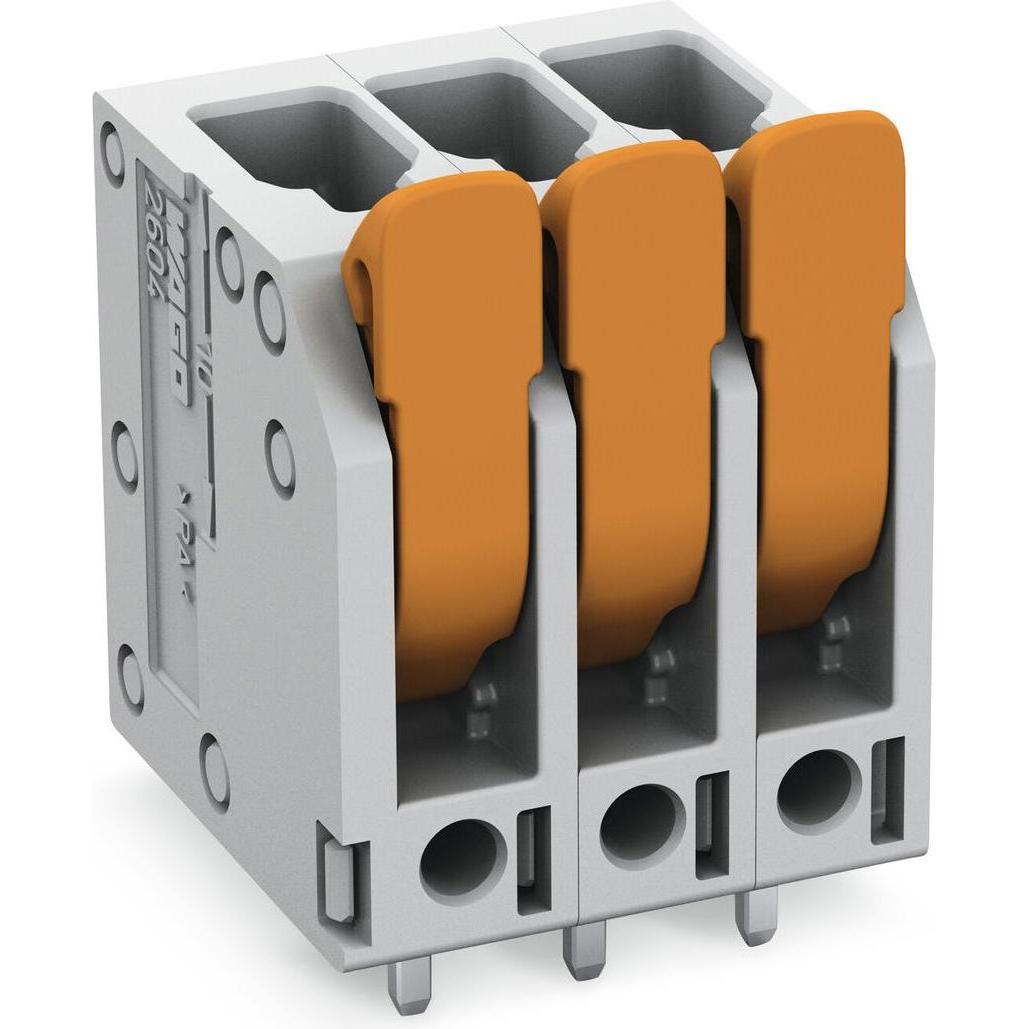 Wago Leiterplattenklemme mit Hebel, Elektronikkabel + Stecker, Grau