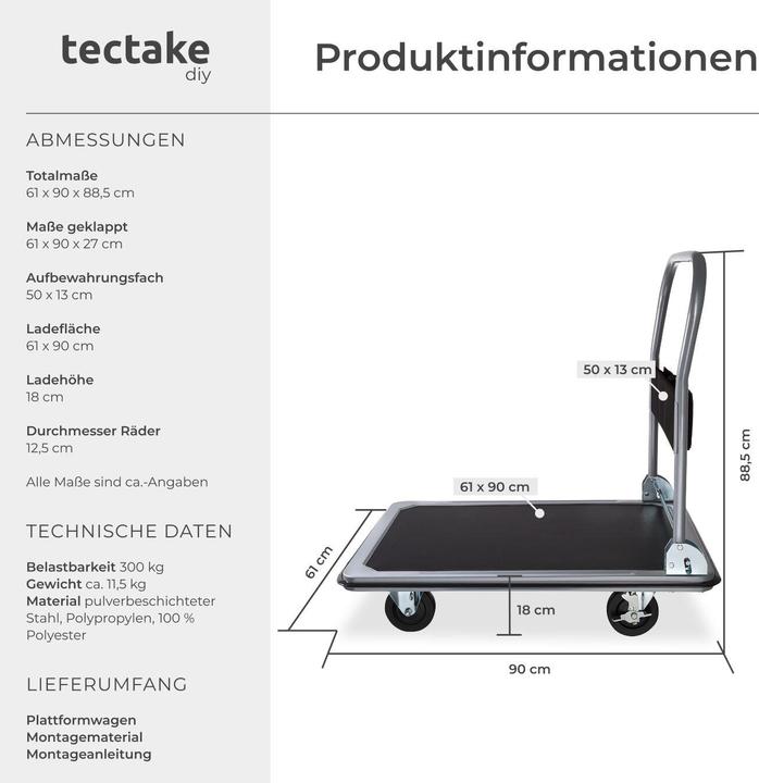Produktbild tectake Plattformwagen (300 kg)