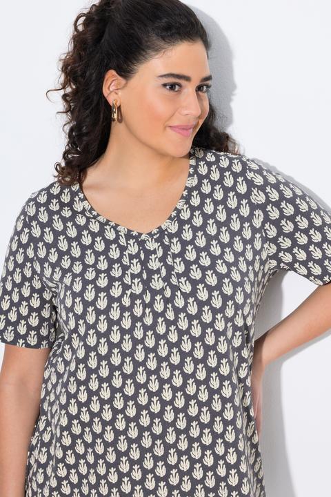 Produktbild Ulla Popken T-Shirt, A-Linie, V-Ausschnitt, Zierfalten, Halbarm (42, 44)