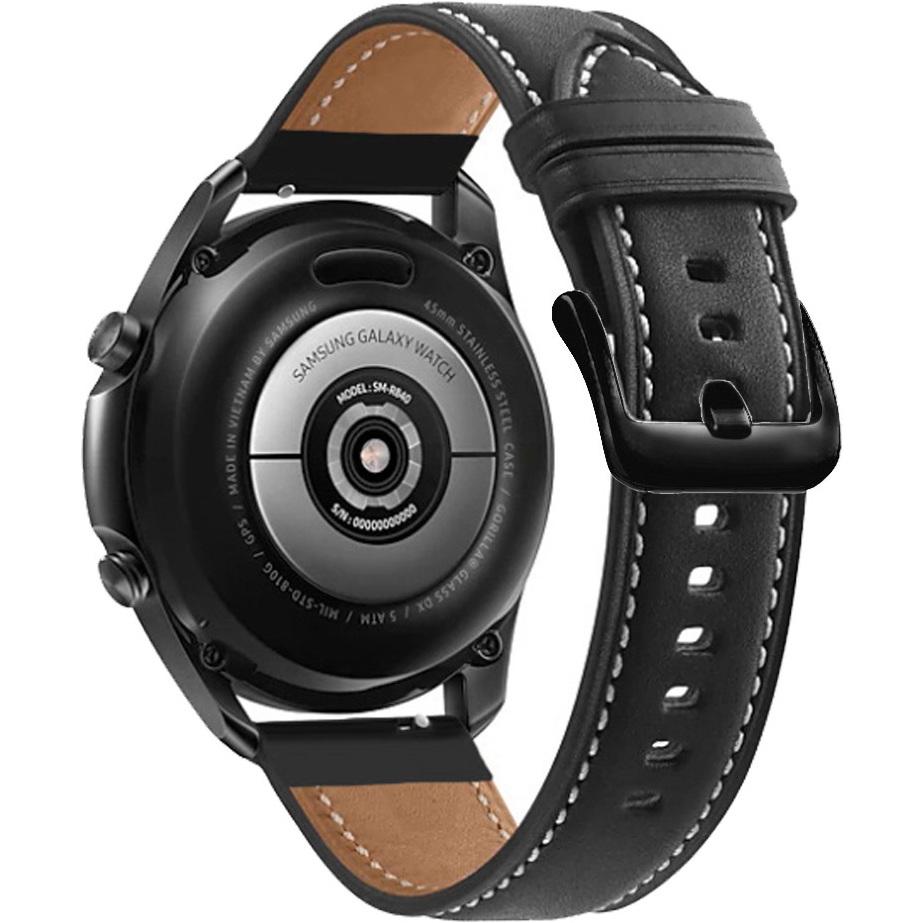 Cadorabo Smartwatch Armband (20 mm, Leder, 3, 4, Sport), Uhrenarmband, Schwarz