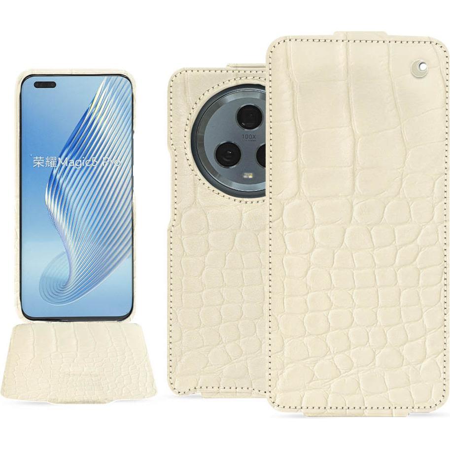 Noreve Lederschutzhülle vertikal (Honor Magic5 Pro), Smartphone Hülle, Beige