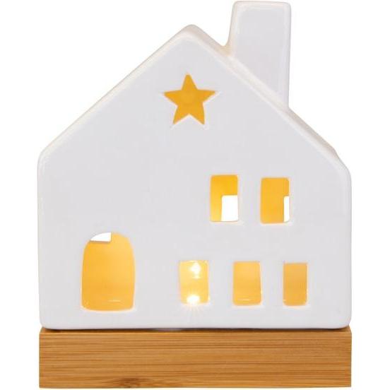 Thumbnail - MICA Living, Weihnachtsbeleuchtung, Keramik-Haus mit LED-Beleuchtung - ca. 11,5 x 6,5 x 14 cm