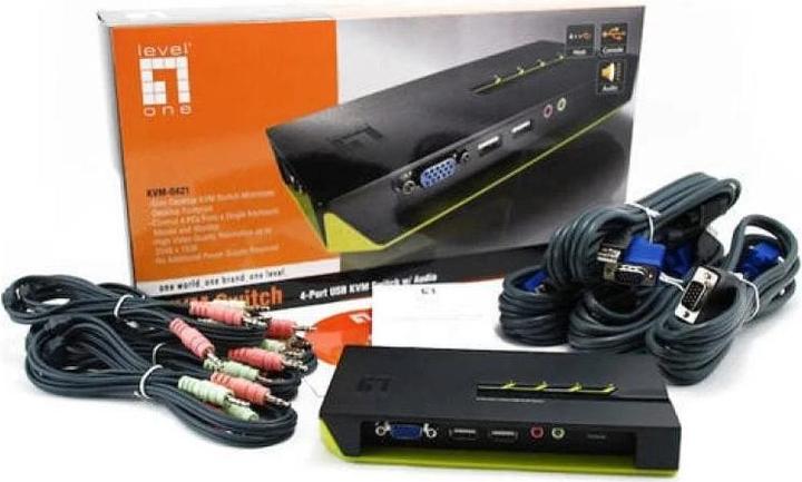 Produktbild LevelOne KVM-0421: 4Port Kabel-KVM-Switch