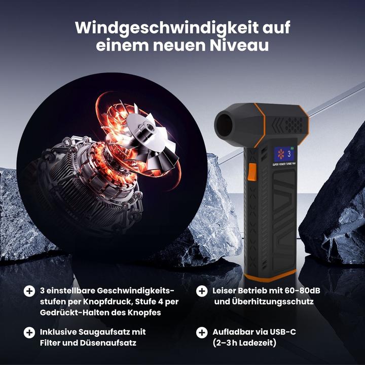 Actual product image Hermex Handventilator Tragbarer Mini-Ventilator Staubsauger Staubgebläse (80 dB)