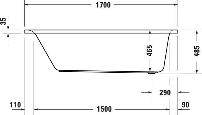 Actual product image Duravit Bathtub D-NEO built-in version 1 RS 1700x750mm white (160 l, 170 cm, 75 cm)