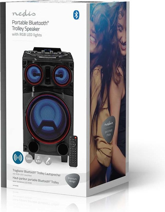Produktbild Nedis Bluetooth®-Party-Lautsprecher | max. Batteriespielzeit: 6.5 Std | 120 W | Tragegriff | Partyli (6.50 h, Batteriebetrieb)