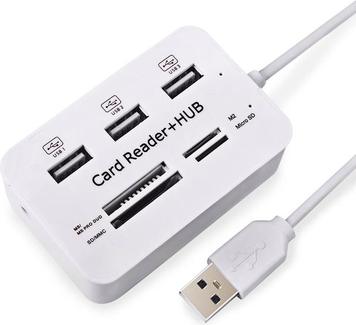 Immagine prodotto JTI Lettore di schede di memoria USB 2.0 + hub USB (alta velocità) (USB 2.0)