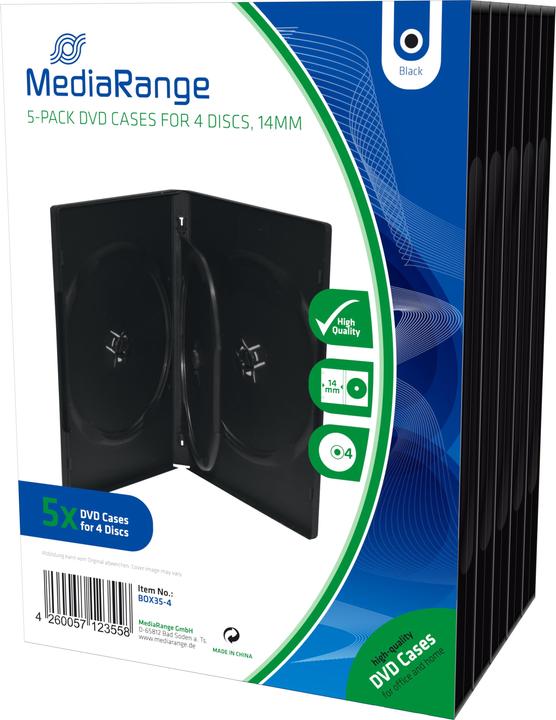 MediaRange DVD replacement sleeves, for 4 DVD media, 5 pieces