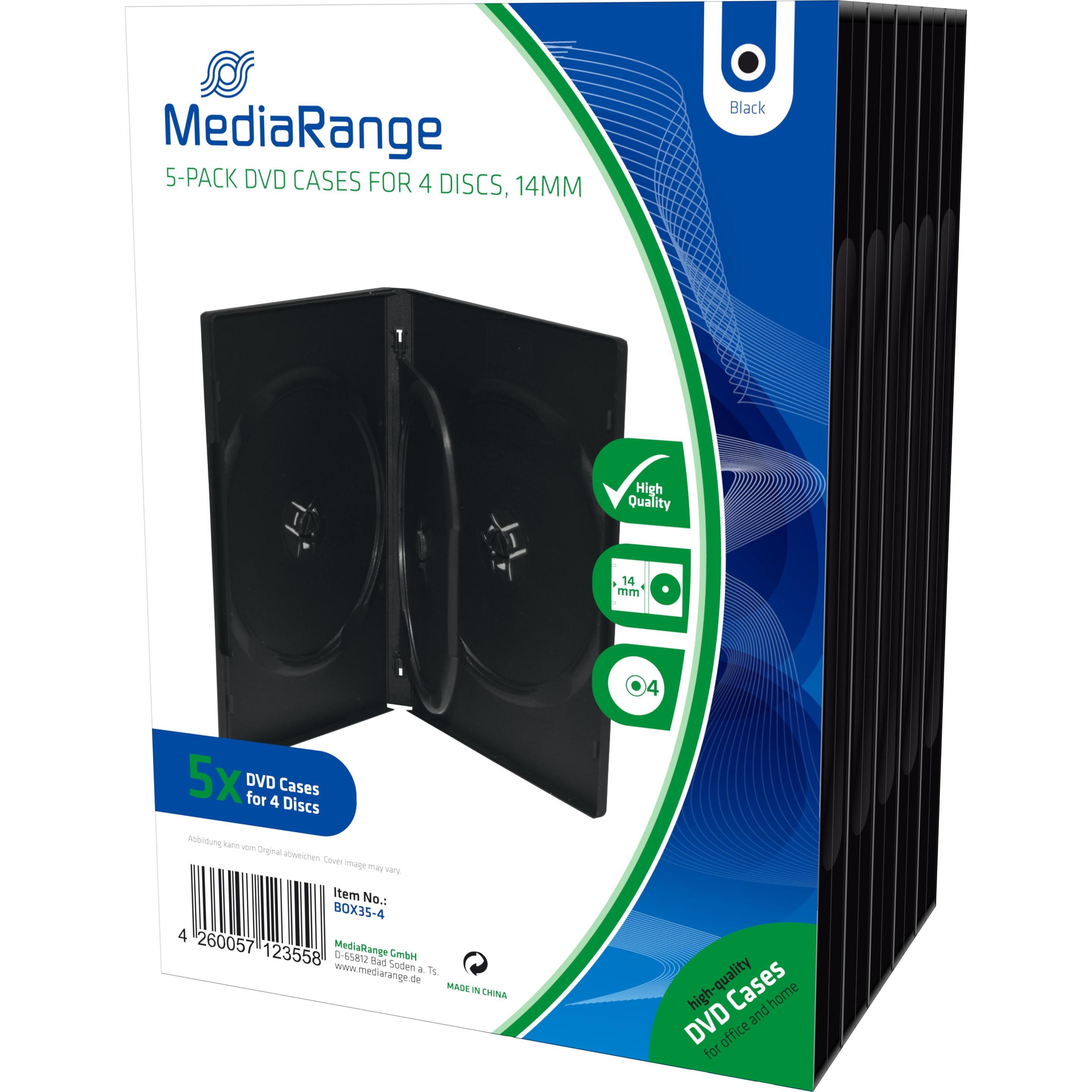 MediaRange DVD Ersatzhüllen, für 4 DVD-Medien, 5 Stück, Optische Medien Zubehör