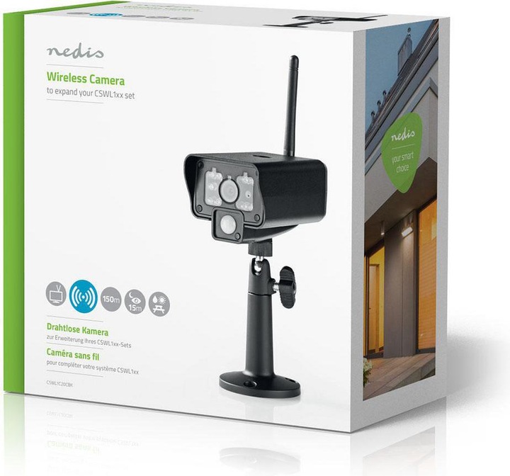 Actual product image Nedis 2.4 GHz Wireless Digital Camera Supports Surveillance Set CSWL120CBK and
