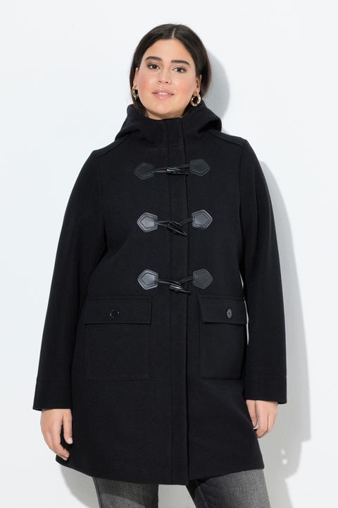Produktbild Ulla Popken Dufflecoat, A-Linie, Wolloptik, Knebelknöpfe, Kapuze