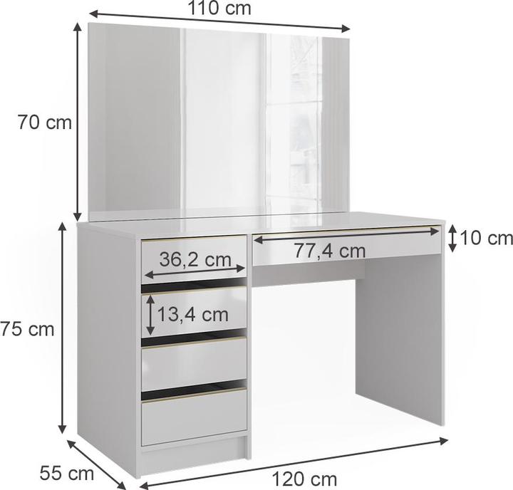 Produktbild Vicco Sherry mit Spiegel (120 x 55 x 75 cm)