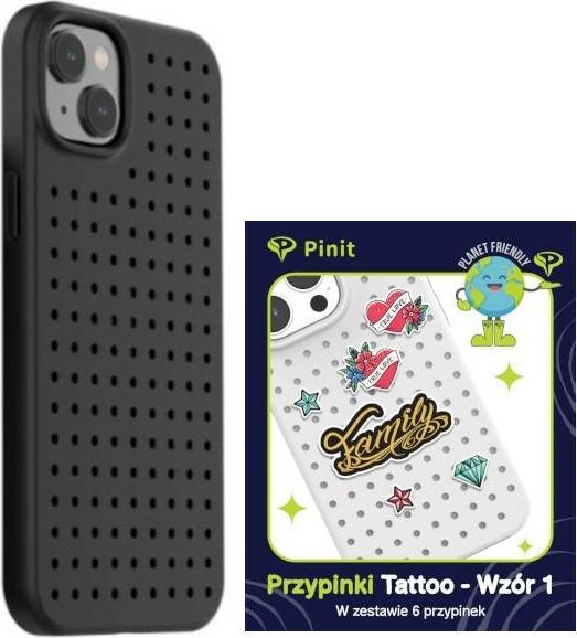 Produktbild Pinifit Zestaw Etui Pinit Dynamic + Tattoo Pin iPhone 14 6.1" czarny/black wzór 1