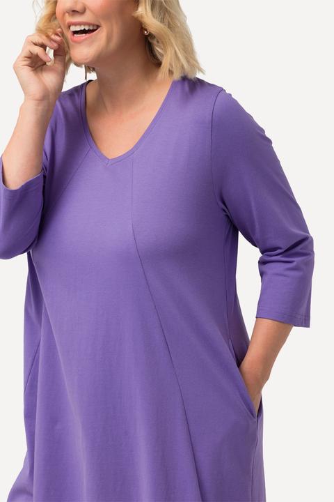Produktbild Ulla Popken Longshirt, Ziernähte, A-Linie, V-Ausschnitt, 3/4-Arm (46, 48)