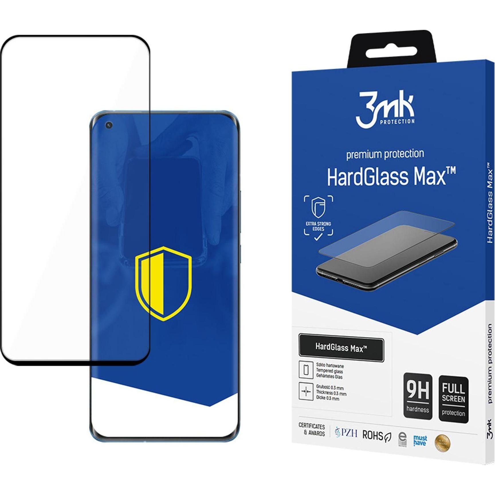 3MK Hardglass Max Bildschirmschutz (1 Stück, Xiaomi Mi 11 5G), Smartphone Schutzfolie, Schwarz