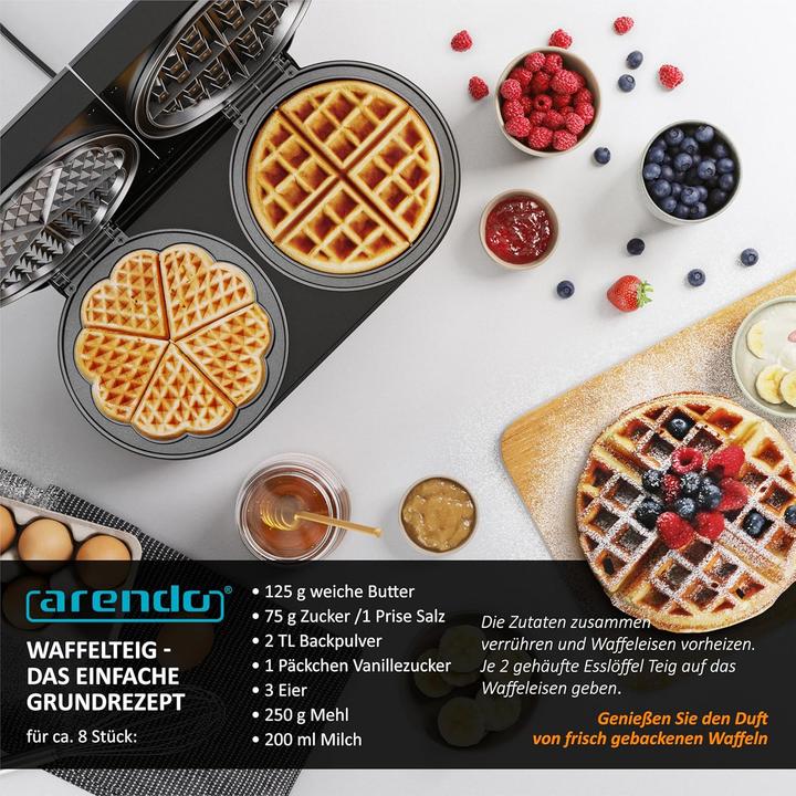 Actual product image Arendo Doppel-Waffeleisen mit Herz- und Belgien-Design