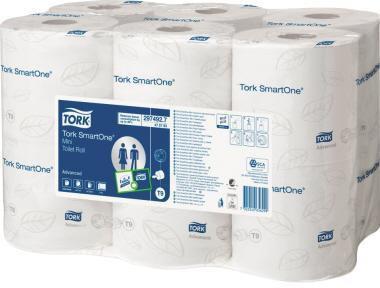 Actual product image Tork 472193 Toilet paper Lotus SmartOne mini tissue white 620 sheets # 297492, 12 rolls/box, 111m (12 x)