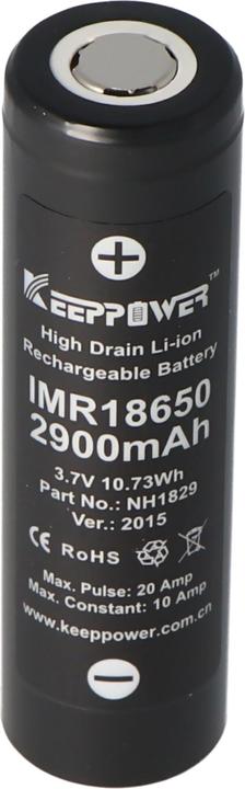 Actual product image Keeppower Akku IMR18650 - 10A (Flat Top) (1 pcs., 18650, 2900 mAh)