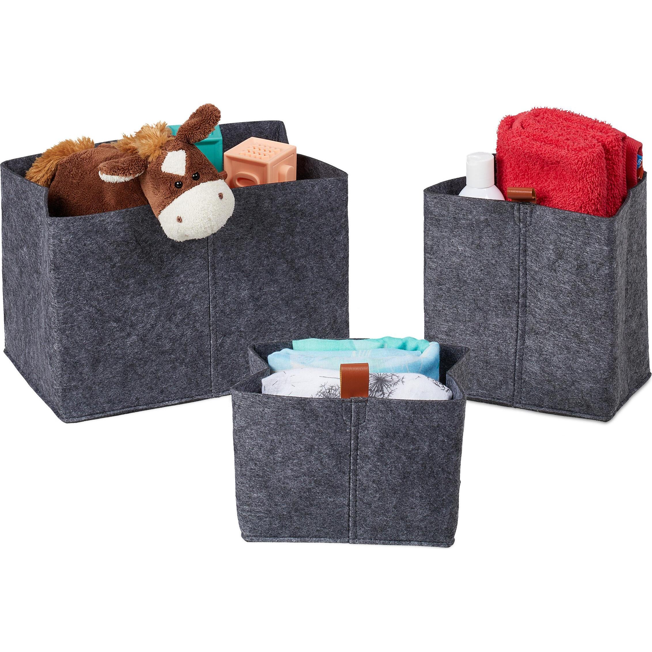 Relaxdays, Aufbewahrungskorb, 3x Aufbewahrungskorb (1 x, 30 x 19 x 20 cm)