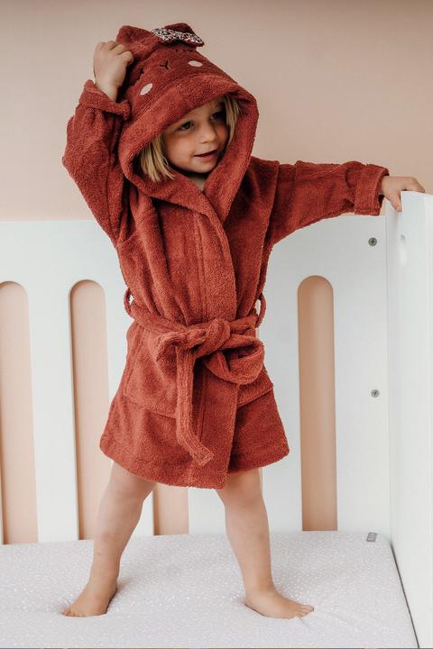 Actual product image Kikadu Bathrobe Rabbit rust size 3-4 (GOTS)