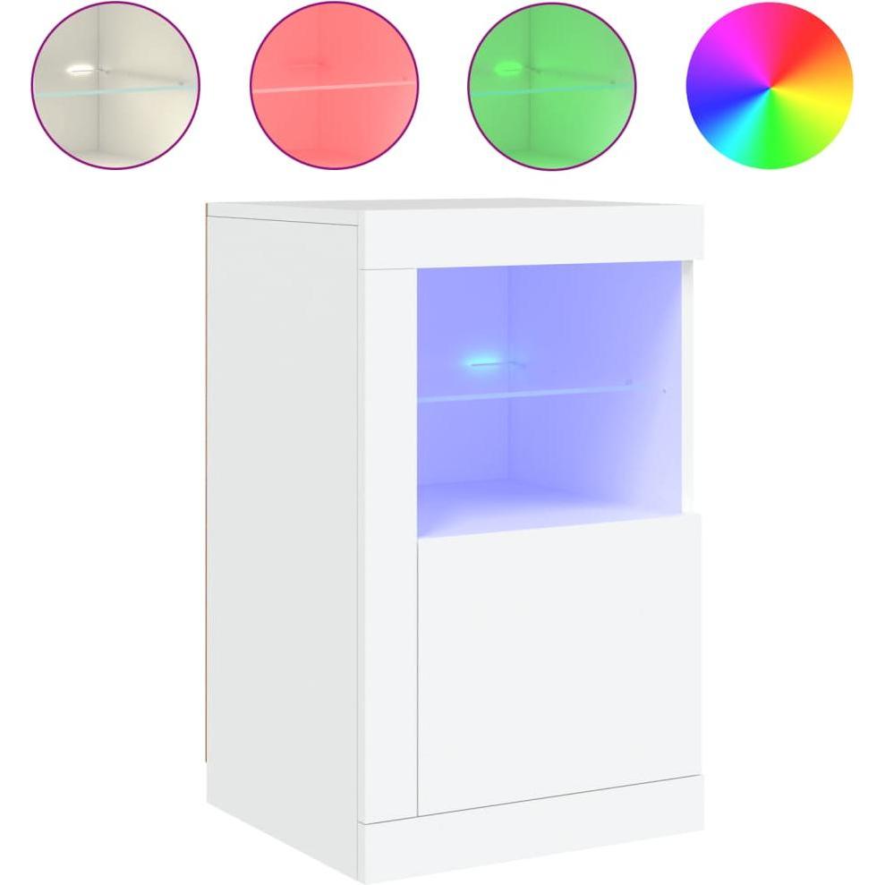 Thumbnail - VidaXL, Kommode + Sideboard, Beistellschrank mit LED-Leuchten Weiss (41 x 37 x 67 cm)