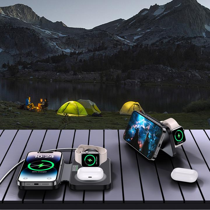 Produktbild Choetech T616-F 3in1 inductive charger compatible with Apple and Samsung devices - black (15 W)