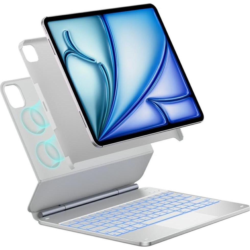 Typecase Case Edge + with keyboard for iPad Air 13" 2024/2025 white (Apple iPad Air 13 2024), Tastiera per tablet, Bianco