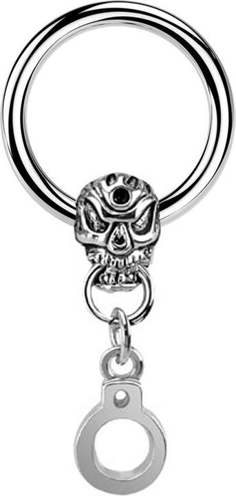 Immagine prodotto Star Piercing Anello di chiusura Micro con teschio d'argento e manette (senza ottone, Acciaio chirurgico 316L)