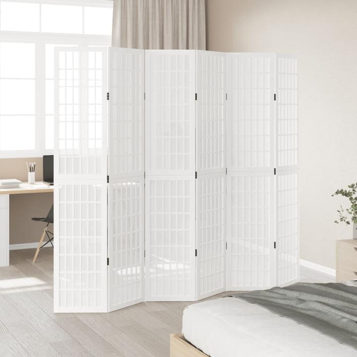 Image du produit vidaXL Séparation de pièce Paravent Mur d'Espagne 6 pcs. blanc bois massif