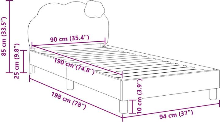 Produktbild vidaXL Moderner Bettrahmen (90 x 190 cm)