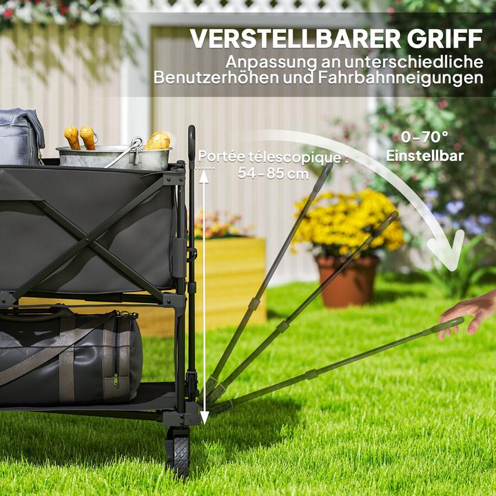Produktbild Outsunny Gartenwagen Stahl, Polyester Schwarz