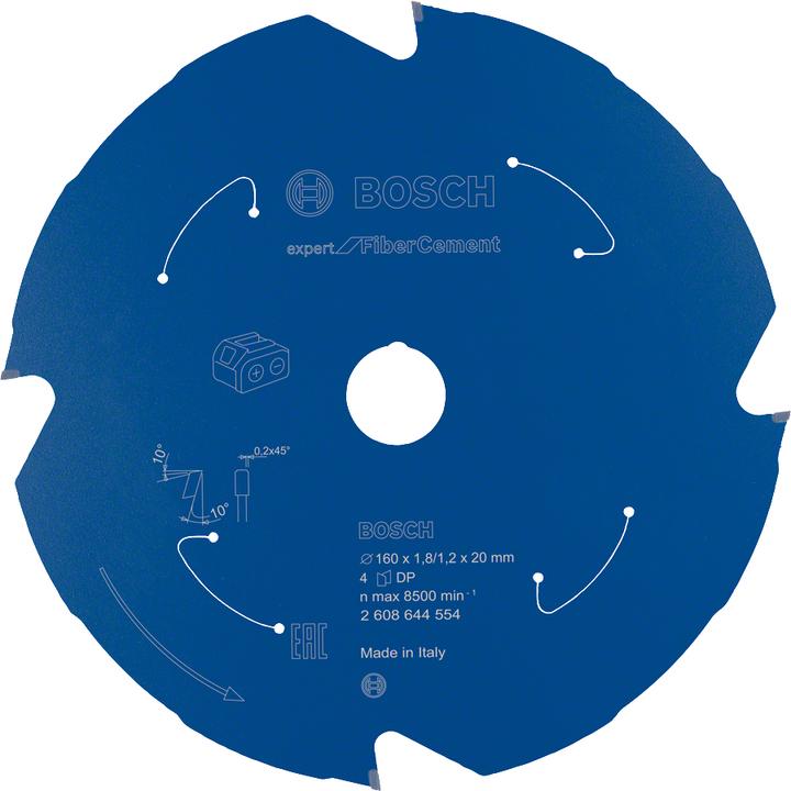 Bosch Professional Zubehör Akku-Kreissägeblatt Expert for Fibre Cement, 160 x 1,8/1,2 x 20, 4 Zähne