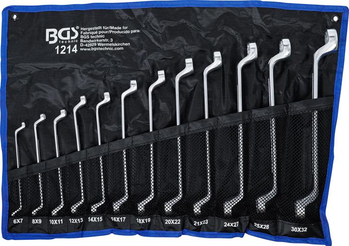 BGS Set di 12 Chiavi a doppio anello, a gomito SW 6 x 7 - 30 x 32 mm ( 1214 )