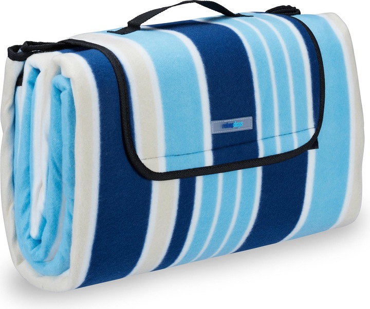 Actual product image Relaxdays Striped Picnic Blanket Blue-White